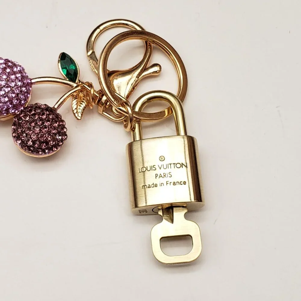 Louis Vuitton Authentic Gold Lock 🔒 Unbranded Cherry Keychain Charm for Bags
